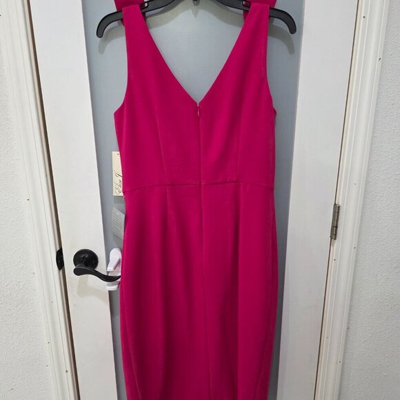 Eliza J Hot Pink Bow Shoulder Sheath Dress Size 10 NWT Elegant Cocktail - Picture 11 of 11